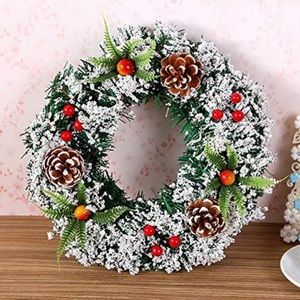 Christmas Pine Fake Fruit Frosted Pre Lit 40 cm Wreath